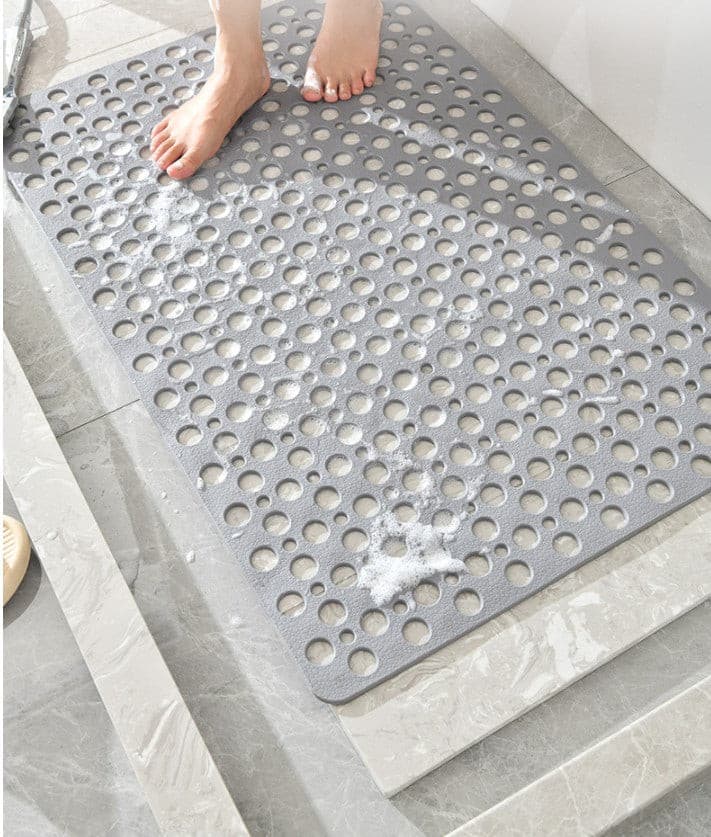 Grey PVC Rubber Shower Rug Non-Slip Bathroom Shower Mat.